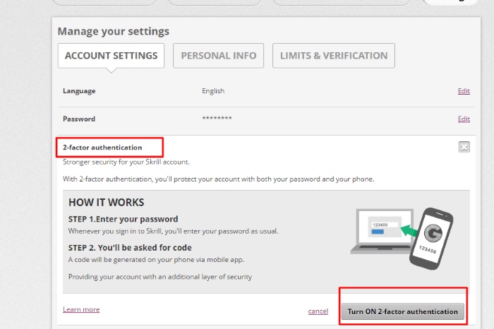 Step 2: Two Factor Authentication